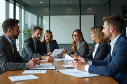 Groupe de professionnels en réunion d'affaires stratégie