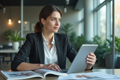 Femme d affaires concentrée dans un bureau moderne