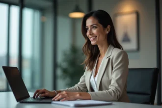 Femme d'affaires confiante dans un bureau moderne