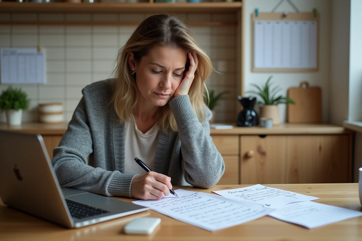 Femme organisée planifiant son emploi du temps à la maison
