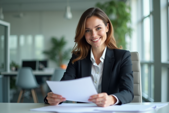 Femme d affaires concentrée dans un bureau moderne
