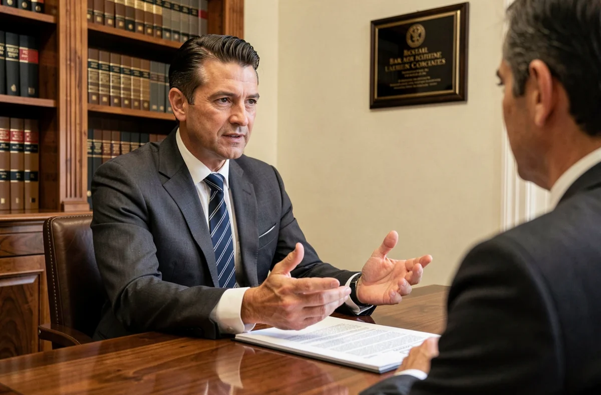 Maître Nicolas Piffault, avocat au barreau de Meaux, en consultation avec un client dans son bureau