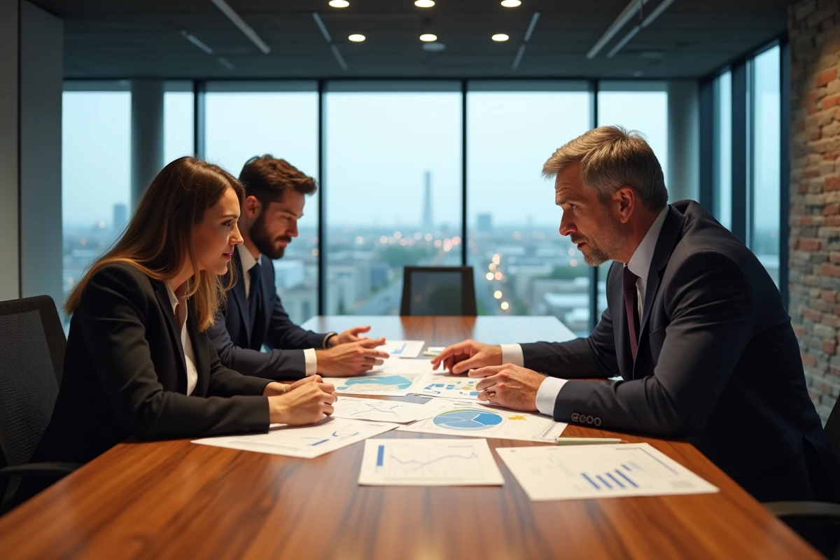 Groupe de professionnels discutant autour d une table de réunion