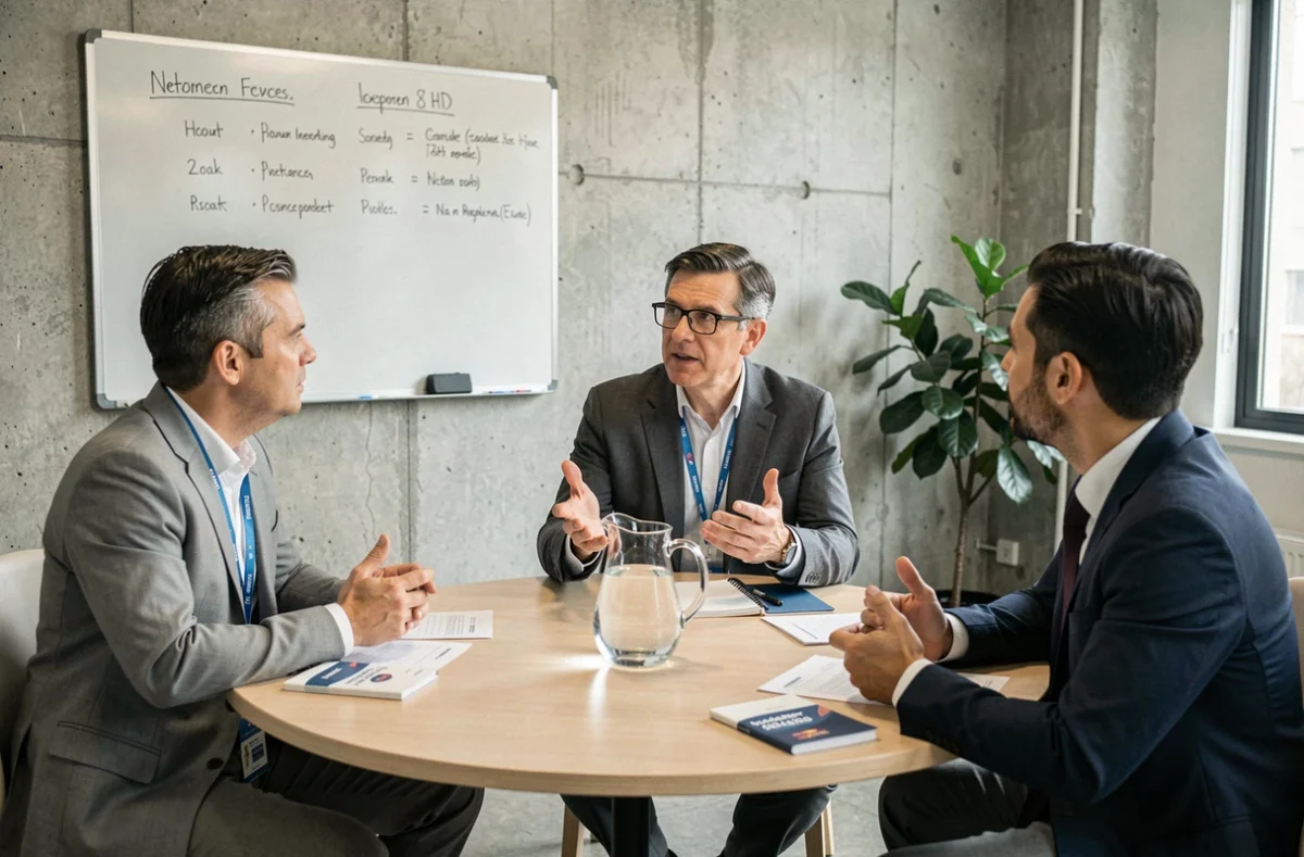 Table ronde de professionnels lors d'un événement de networking B2B gratuit pour générer des contacts qualifiés